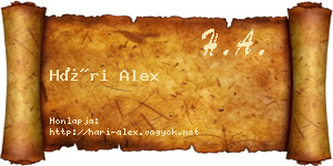 Hári Alex névjegykártya