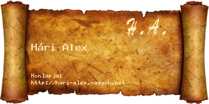 Hári Alex névjegykártya